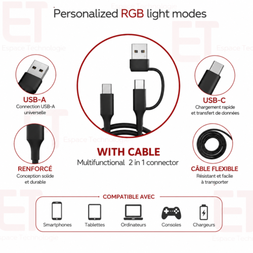 Microphone USB/XLR MC-PW12 – Double Connexion USB & XLR, Réduction de Bruit, Monitoring Casque, RGB et Plug & Play