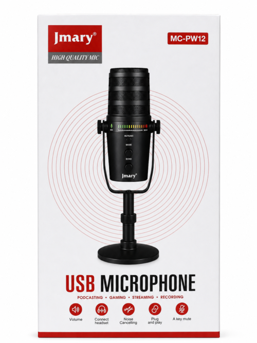 Microphone USB/XLR MC-PW12 – Double Connexion USB & XLR, Réduction de Bruit, Monitoring Casque, RGB et Plug & Play