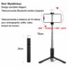 Perche à Selfie Bluetooth Extensible avec Trépied Intégré, Télécommande Sans Fil et Lampe LED Rechargeable