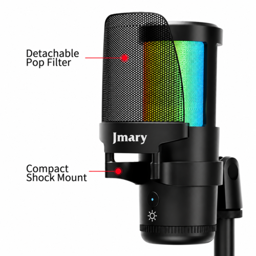 Microphone USB RGB pour PC & Mobile avec Réglage du Gain, Touche Mute et Connexion USB/Type-C – MC-PW13