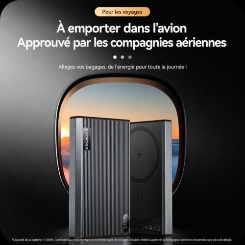 Power Bank Magnétique 10000mAh 15W Sans Fil PD 20W USB-C avec Écran LED pour iPhone MagSafe et Smartphones