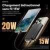 Power Bank Magnétique 10000mAh 15W Sans Fil PD 20W USB-C avec Écran LED pour iPhone MagSafe et Smartphones