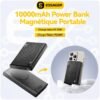 Power Bank Magnétique 10000mAh 15W Sans Fil PD 20W USB-C avec Écran LED pour iPhone MagSafe et Smartphones