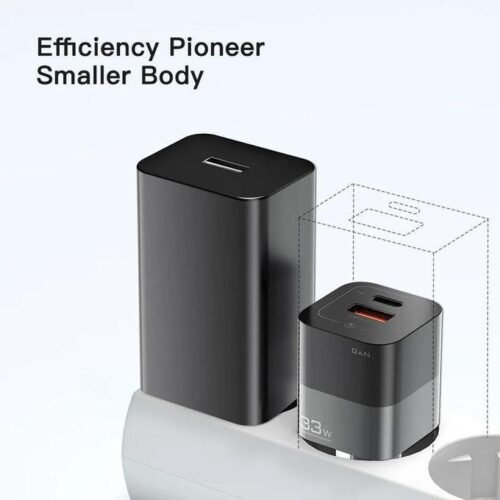 Chargeur Secteur 33W GaN USB-C + USB-A Charge Rapide PD/QC Universel