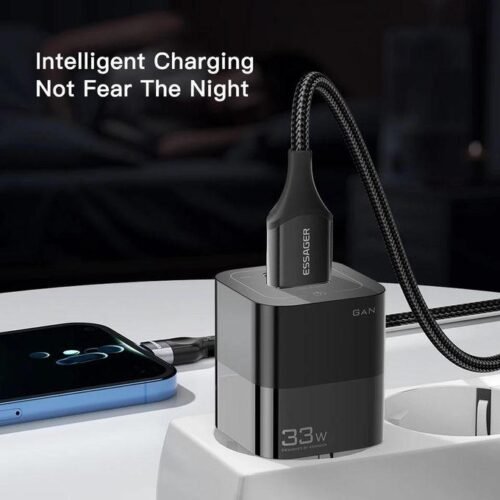 Chargeur Secteur 33W GaN USB-C + USB-A Charge Rapide PD/QC Universel