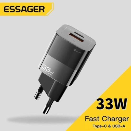 Chargeur Secteur 33W GaN USB-C + USB-A Charge Rapide PD/QC Universel