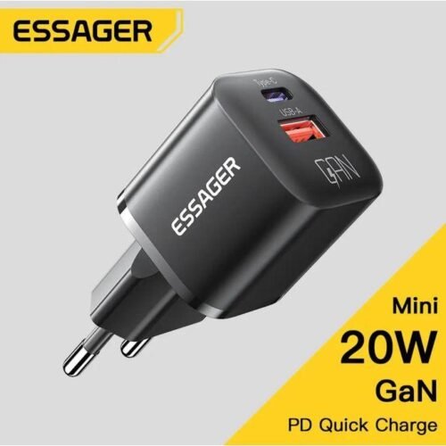 Chargeur Secteur Mini 20W GaN USB-C + USB-A Charge Rapide PD QC Universel