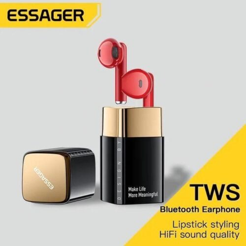 Écouteurs Bluetooth TWS HiFi Sans Fil avec Boîtier de Charge Design Rouge