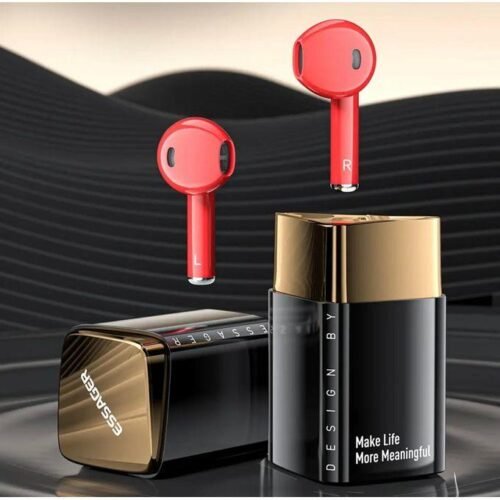 Écouteurs Bluetooth TWS HiFi Sans Fil avec Boîtier de Charge Design Rouge