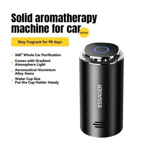 Diffuseur de Parfum Solide pour Voiture – Désodorisant 360° en Alliage d'Aluminium avec Éclairage d'Ambiance LED – Jusqu'à 90 Jours
