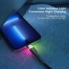 Câble USB vers Lightning 2.4A Charge Rapide avec Indicateur LED RGB – Transfert de Données 480 Mbps – Câble Tressé Renforcé