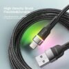 Câble USB vers Lightning 2.4A Charge Rapide avec Indicateur LED RGB – Transfert de Données 480 Mbps – Câble Tressé Renforcé