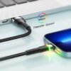 Câble USB vers Lightning 2.4A Charge Rapide avec Indicateur LED RGB – Transfert de Données 480 Mbps – Câble Tressé Renforcé