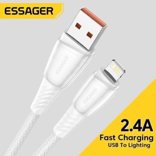 Câble USB vers Lightning 2.4A Charge Rapide – Câble Tressé Haute Résistance pour iPhone et iPad