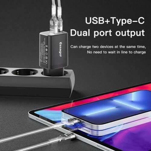 Chargeur Secteur 30W USB-C Power Delivery + USB-A Charge Rapide – Double Port pour Smartphone, Tablette et Appareils USB
