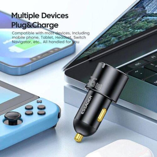 Chargeur Voiture 66W USB-C Double Port – Charge Rapide PD pour Smartphone, Tablette, Console et Ordinateur Portable