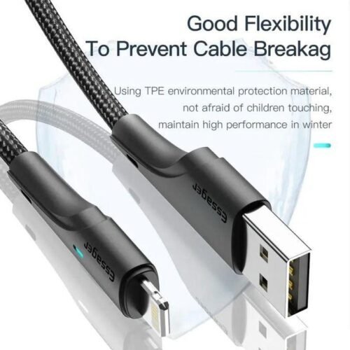 Câble USB vers Lightning 3A Charge Rapide – Câble Tressé Renforcé avec Transfert de Données 480 Mbps