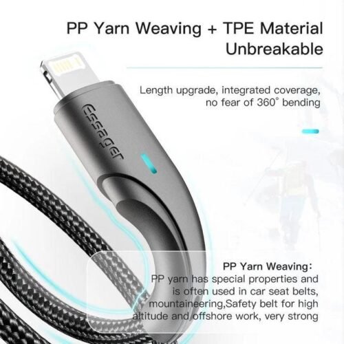 Câble USB vers Lightning 3A Charge Rapide – Câble Tressé Renforcé avec Transfert de Données 480 Mbps