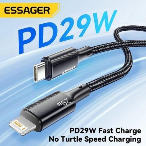 Câble USB-C vers Lightning 29W PD – Charge Rapide pour iPhone et iPad avec Transfert de Données 480 Mbps