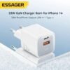 Chargeur Secteur GaN 33W USB-C + USB-A – Charge Rapide PD/QC Double Port pour Smartphone, Tablette et iPhone