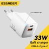 Chargeur Secteur GaN 33W USB-C + USB-A – Charge Rapide PD/QC Double Port pour Smartphone, Tablette et iPhone