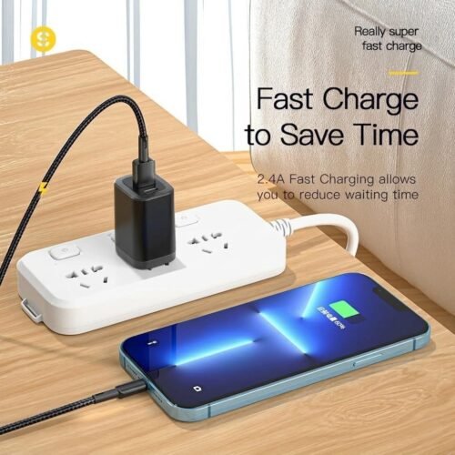 Câble USB vers Lightning 2.4A – Charge Rapide et Synchronisation 480 Mbps pour iPhone et iPad