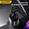 Adaptateur Allume-Cigare 120W avec USB-A 30W, USB-C 35W et Prise d’Extension 85W pour Voiture