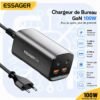 Chargeur de Bureau GaN 100W 4 Ports – 2 USB-C + 2 USB-A avec Charge Rapide PD et QC