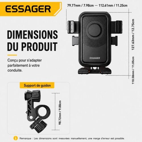 Support Téléphone Vélo & Moto Universel – Rotation 360°, Verrouillage Automatique, Compatible 4,7 à 6,9 pouces