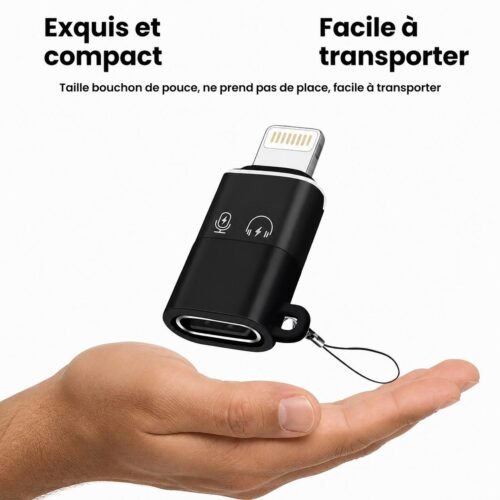 Adaptateur USB Type-C Femelle vers Lightning Mâle – Charge et Audio pour iPhone & iPad