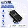 Adaptateur USB Type-C Femelle vers Lightning Mâle – Charge et Audio pour iPhone & iPad