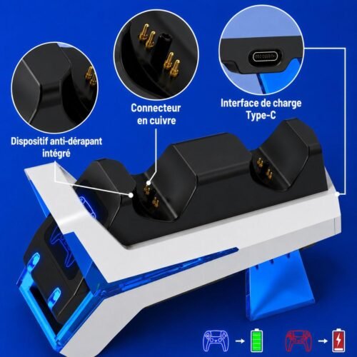 gvc.product.image_.1784392995349.cdaaef01-8be8-48cd-b1bf-2446015a8ce2.jpeg Station de Charge Double pour Manettes PS5 – Chargeur Rapide USB-C 5V/3A avec Indicateurs LED et Protection Intelligente