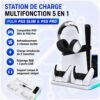 Station de Refroidissement Multifonction pour PS5 Slim & PS5 Pro avec Charge Double, Ventilateur RGB