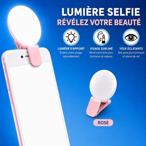 Lampe Selfie LED Rechargeable à Clip – Éclairage Portable pour Smartphone, Visioconférence, TikTok & Maquillage