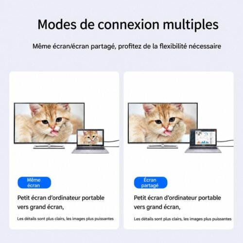 Câble USB Type-C vers HDMI 4K UHD 2M – Sortie Vidéo Audio Haute Vitesse Plug & Play