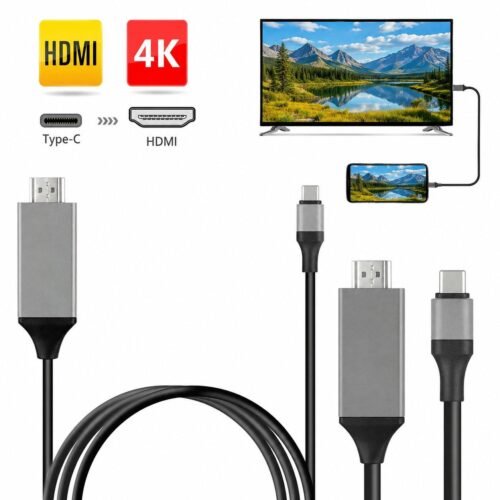 Câble USB Type-C vers HDMI 4K UHD 2M – Sortie Vidéo Audio Haute Vitesse Plug & Play