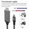 Câble USB Type-C vers HDMI 4K UHD 2M – Sortie Vidéo Audio Haute Vitesse Plug & Play