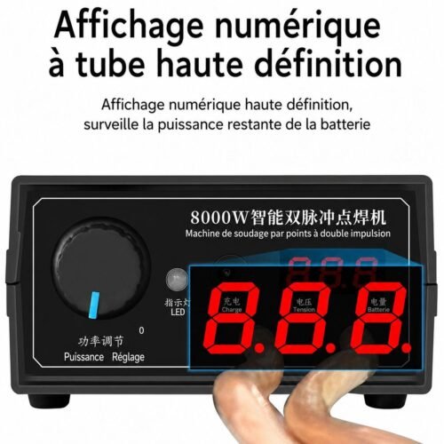 Soudeuse par Points Portable 8000W à Double Impulsion avec Pédale et Affichage Numérique LED Rechargeable