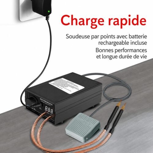 Soudeuse par Points Portable 8000W à Double Impulsion avec Pédale et Affichage Numérique LED Rechargeable
