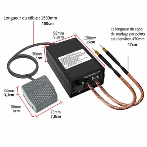 Soudeuse par Points Portable 8000W à Double Impulsion avec Pédale et Affichage Numérique LED Rechargeable