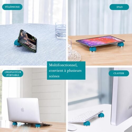Support Ergonomique Vert pour Ordinateur Portable – Rehausseur de Refroidissement Antidérapant Portable (Lot de 2)