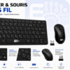Clavier & Souris Sans Fil X-62 AZERTY avec Lettres Arabes – 2.4GHz, 1200 DPI, Récepteur USB