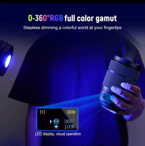 Lampe LED Vidéo RGB 60W Rechargeable – Éclairage Photo & Vidéo 360° avec Monture Magnétique et Écran LCD