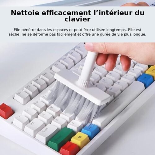 Kit de Nettoyage Multifonction 5 en 1 pour Clavier et Écouteurs avec Brosse, Embout Métallique et Extracteur de Touches