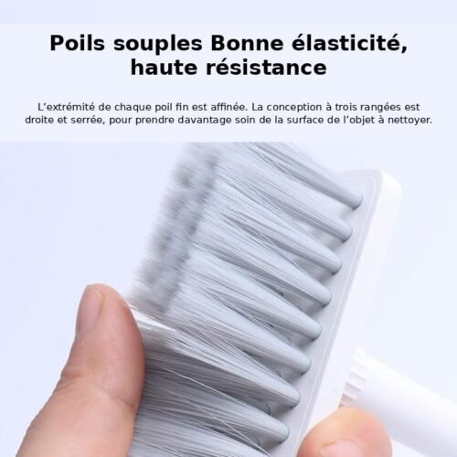Kit de Nettoyage Multifonction 5 en 1 pour Clavier et Écouteurs avec Brosse, Embout Métallique et Extracteur de Touches