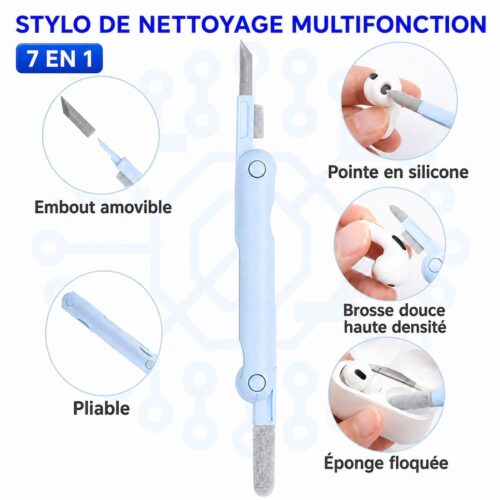 Kit de nettoyage 7 en 1 pour clavier, écouteurs, écrans et appareils électroniques avec pulvérisateur