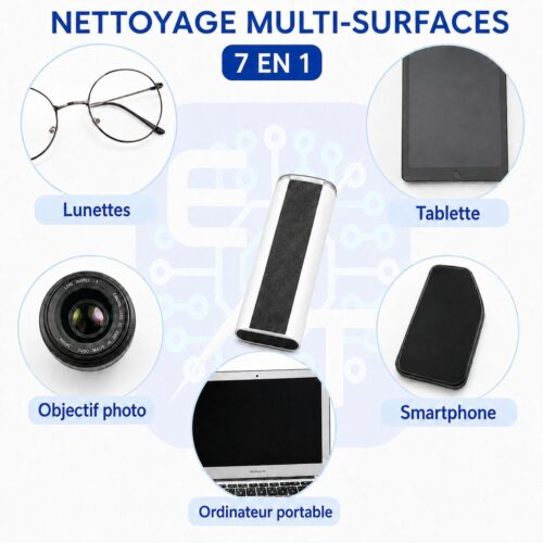 Kit de nettoyage 7 en 1 pour clavier, écouteurs, écrans et appareils électroniques avec pulvérisateur