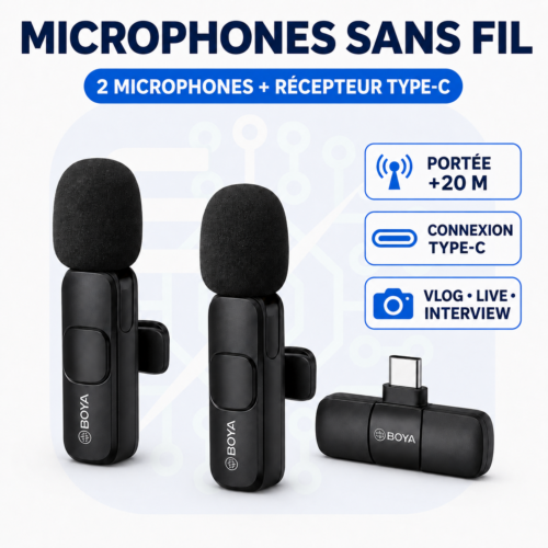 gvc.product.image_.1784996774945.2a8b4cdc-6be1-44ef-8be6-179bd0b13ac7.png Microphone sans fil MY MW3 Double avec Récepteur Type C 2 Micros Cravate, Portée 20 m pour Vidéos, Vlogs et Interviews