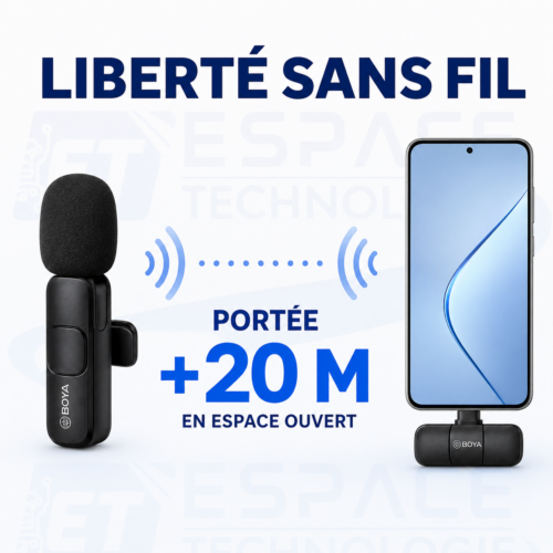 gvc.product.image_.1784996823725.c4ae4914-55ad-4693-959b-db6c9c022af2.png Microphone sans fil MY MW3 Double avec Récepteur Type C 2 Micros Cravate, Portée 20 m pour Vidéos, Vlogs et Interviews