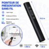 Pointeur de Présentation Sans Fil avec Laser Rouge et Récepteur 2-en-1 USB-A/Type-C - Pile AAA (non inclus)